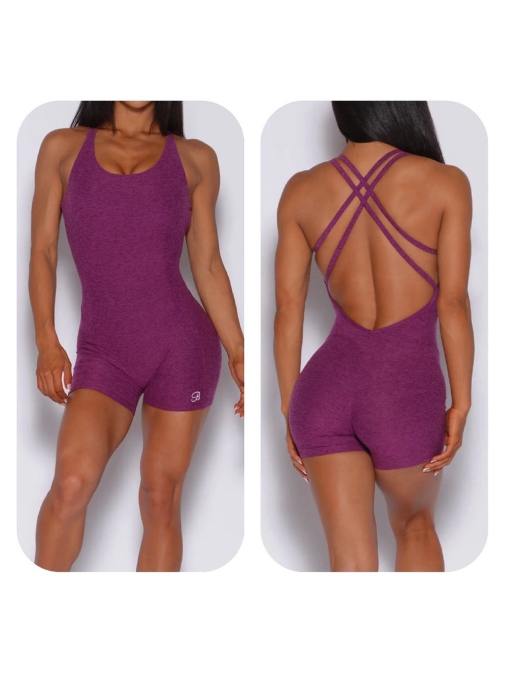 Bombshell Sportswear Form Magenta Bodysuit Shorts small